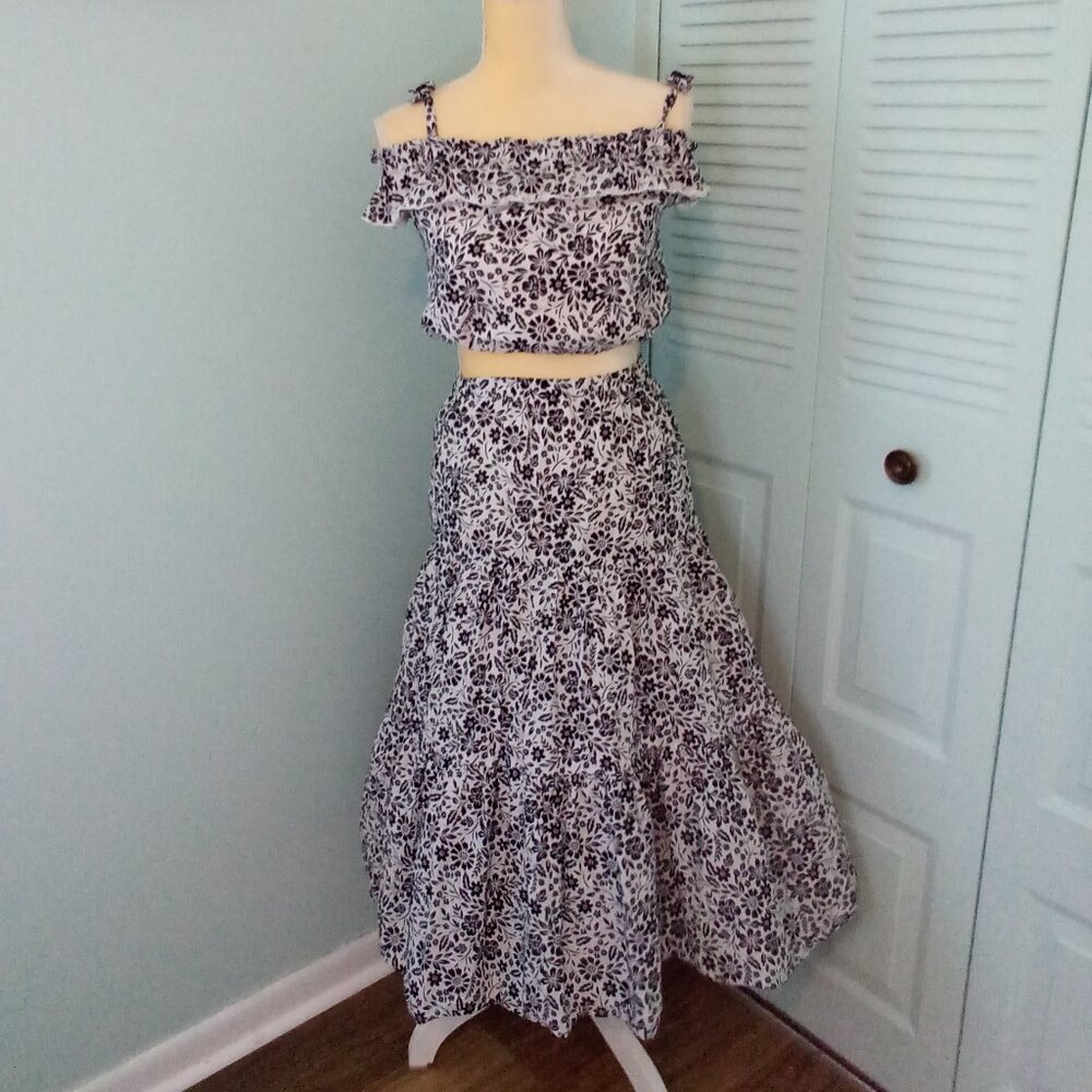 HAUTE HIPPIE KIDS STYLE 2-PIECE MAXI SKIRT SET SIZE LARGE 10/12 10-12 COTTON